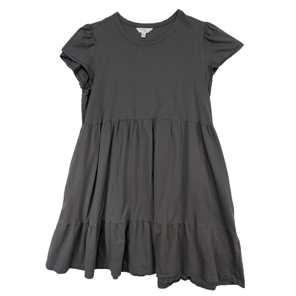 Time & Tru Mini Dress Womens L Gray Cottagecore Whimsigoth 90s Y2K Babydoll Boho